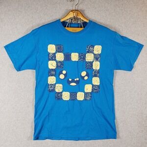 Adventure Time Mens L Blue Loot Crate Exclusive Finn Jake BMO Face Graphic Shirt